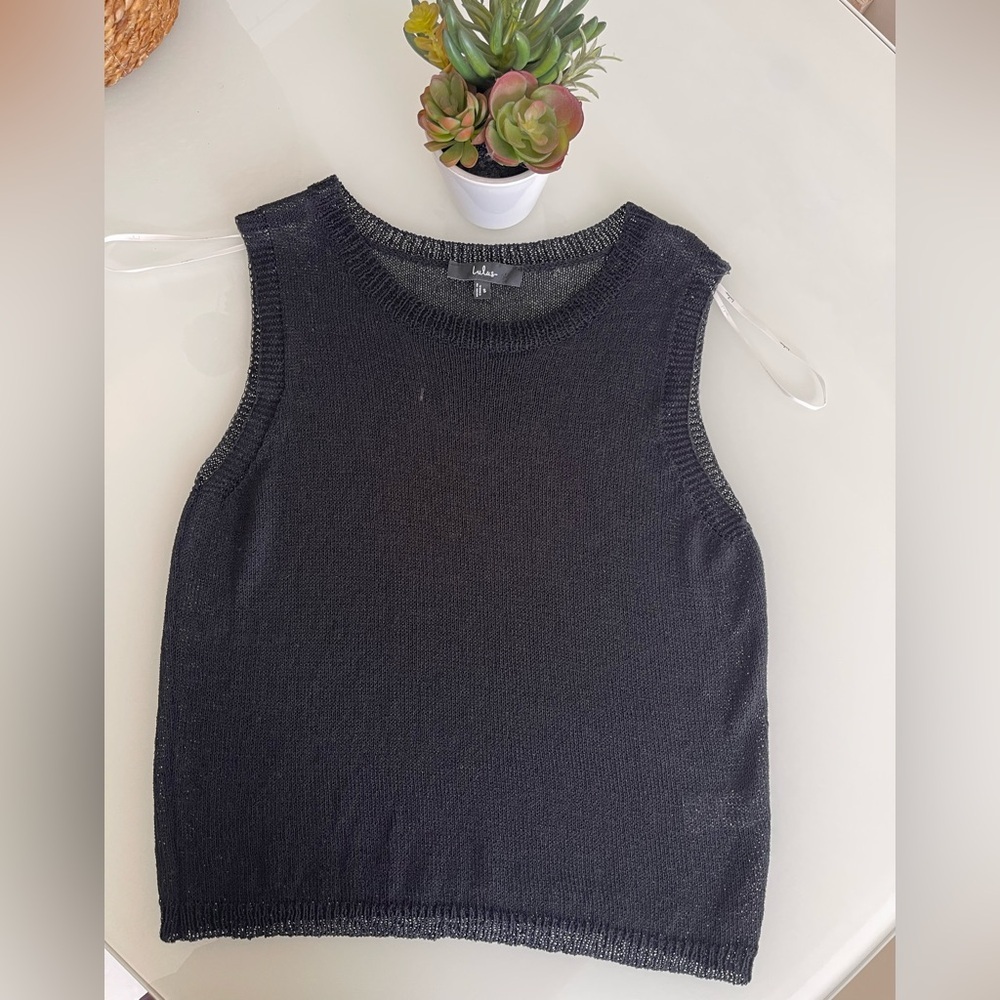 Lulus Black Knit Sleeveless Top Size S Minimal Chic. - Picture 2 of 8